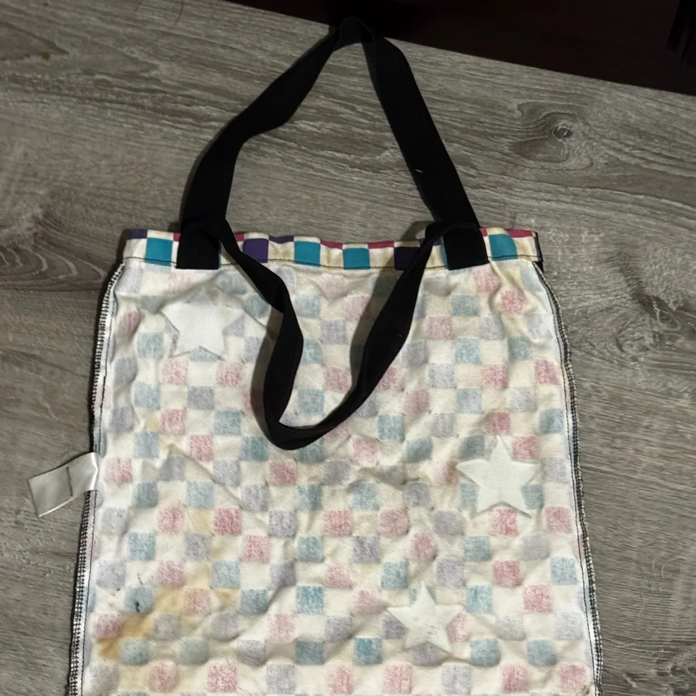 Vans Kids Black Tote with Neon Green Logo and Pink Checker Sneaker